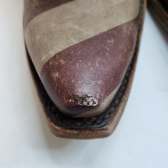 Ariat Womens Old Patriot Dixon Western Ankle Boot Size 5.5 Medium Leather Flag - Picture 6 of 15